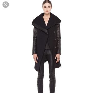 Helmut Lang willow leather sleeve coat